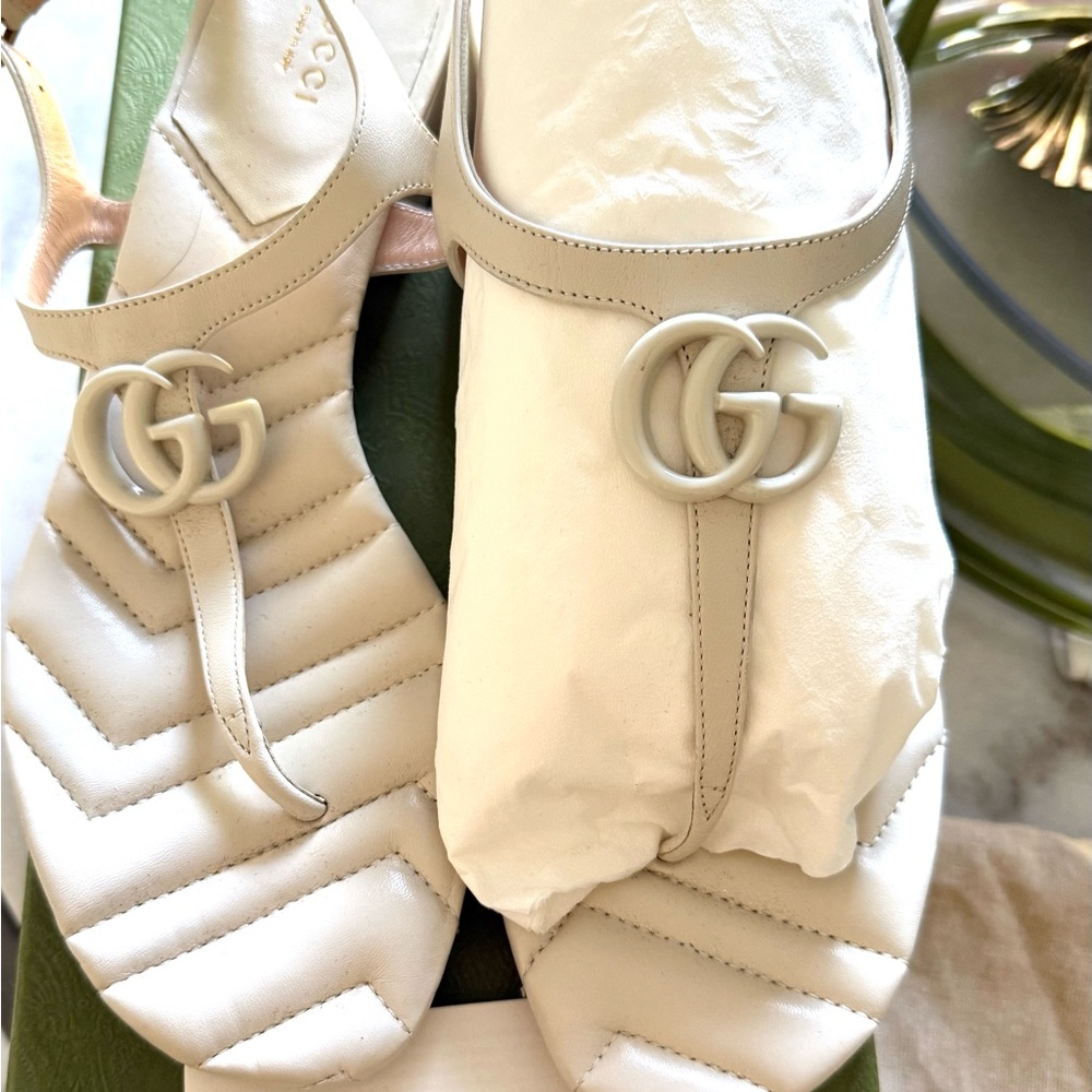 Gucci Cream Women's Sandals Napa Charlotte Brand New. Authentic. Box & dust bags